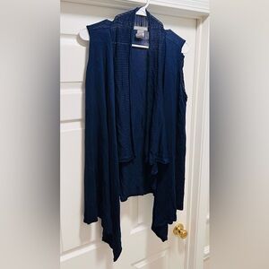 Kate & Mallory Navy Sleeveless Open Front Draped Sweater Vest Cardigan! Size 1X.